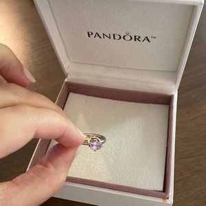 Pandora Amethyst Solitaire Ring with halo